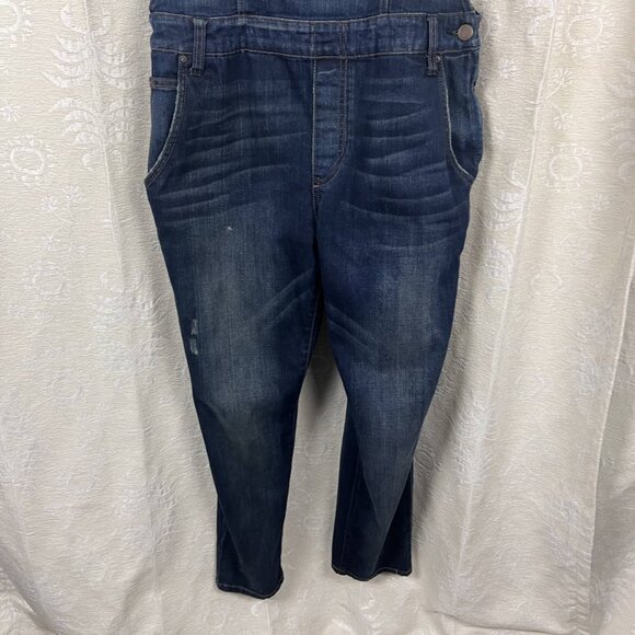 Free People Milo distressed denim overalls exposed back bodycon cowgirl boho 31 - Picture 4 of 9